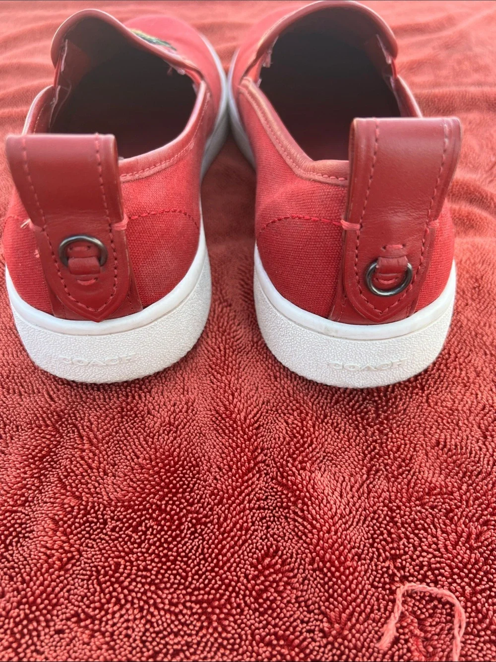 Coach Rexy Limited Edition Red Canvas Slip On Shoes Size 8.5 Men’s